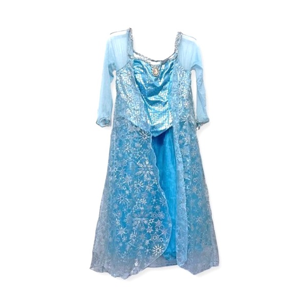 Disney Park Elsa Frozen Maxi Dress Gown Blue - Picture 2 of 15